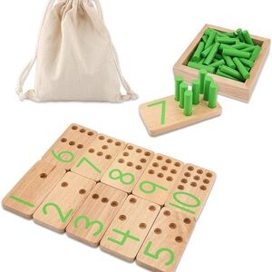 Wooden Number Counting Set with Green Pegs